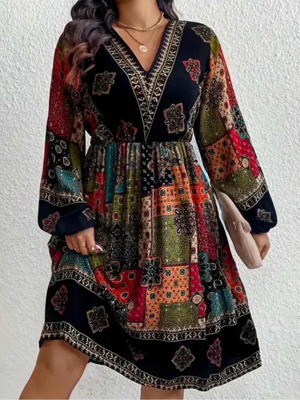 EUC- Emery Rose ‘Hippy Patchwork’ Bohemian Dress
